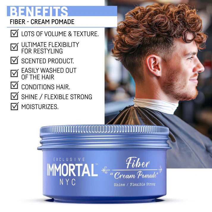 IMMORTAL NYC HAIR WAX FIBER CREAM POMADE 150ML