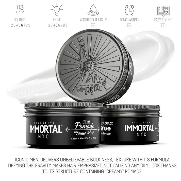 IMMORTAL NYC HAIR WAX CREAM POMADE ICONIC MEN 150ML