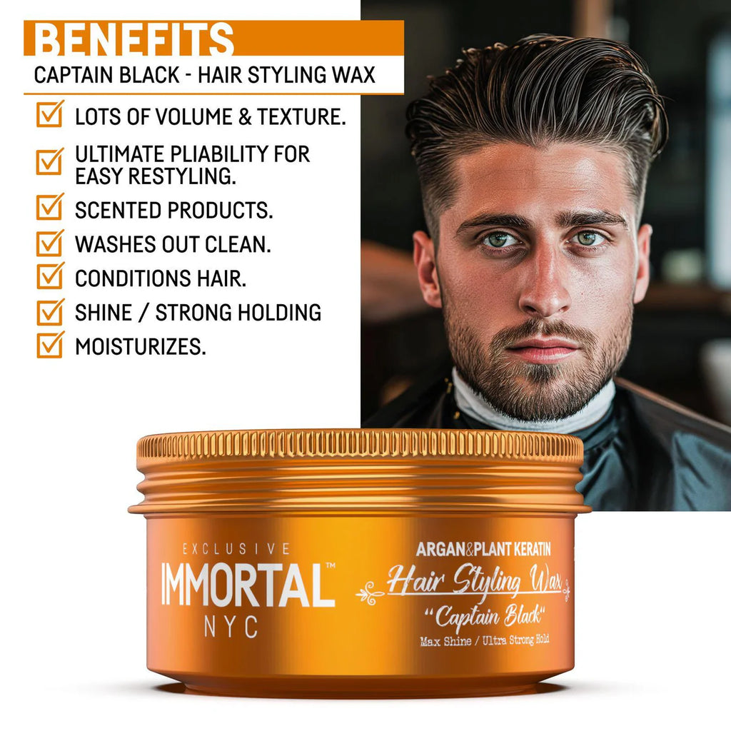 IMMORTAL NYC HAIR STYLING WAX CAPTAIN BLACK 150 ML