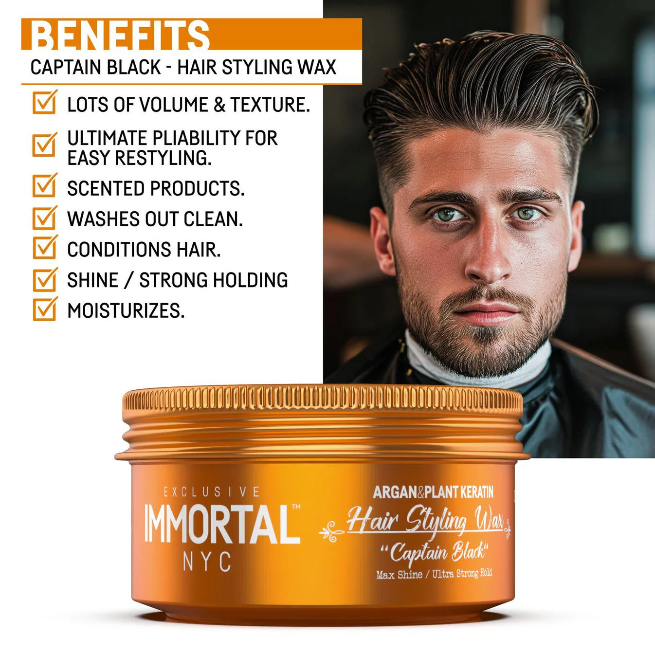 IMMORTAL NYC HAIR STYLING WAX CAPTAIN BLACK 150 ML