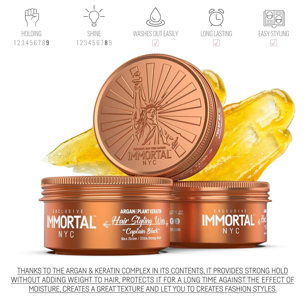 IMMORTAL NYC HAIR STYLING WAX CAPTAIN BLACK 150 ML